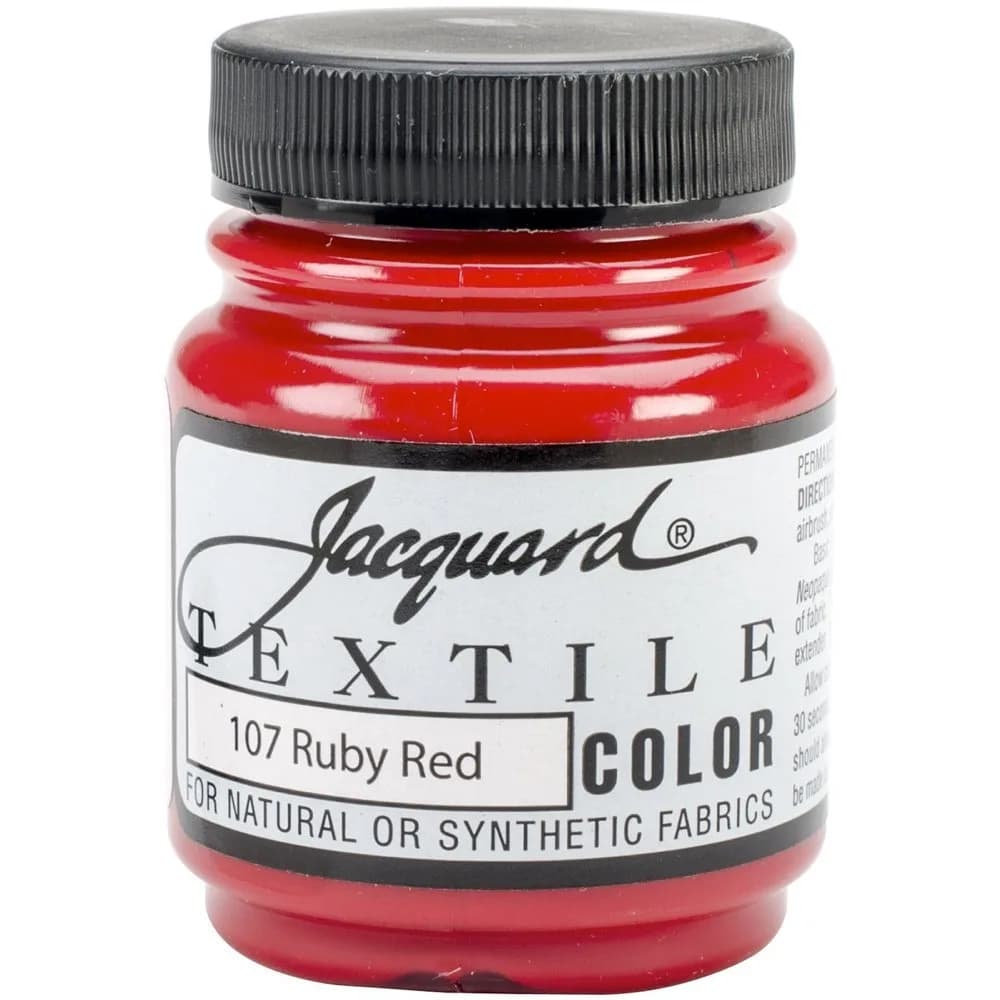 Jacquard Fabric Paint Ruby Red 2.25 Fl Oz (67ml) | Permanent Acrylic Textile Color for Clothes, Furniture, Shoes - main product image