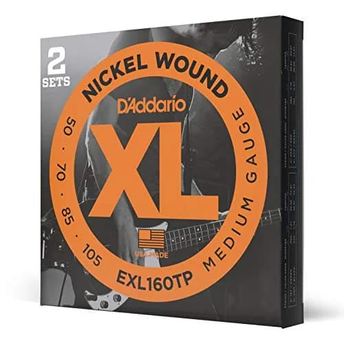 D'Addario XL Nickel Bass Guitar Strings 50-105 (2 Sets) | Bright Tone, Consistent Feel thumbnail 1