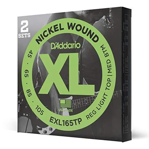 D'Addario XL Nickel Bass Guitar Strings 45-105 (2 Sets, Long Scale) | Bright Tone, Consistent Feel thumbnail 1