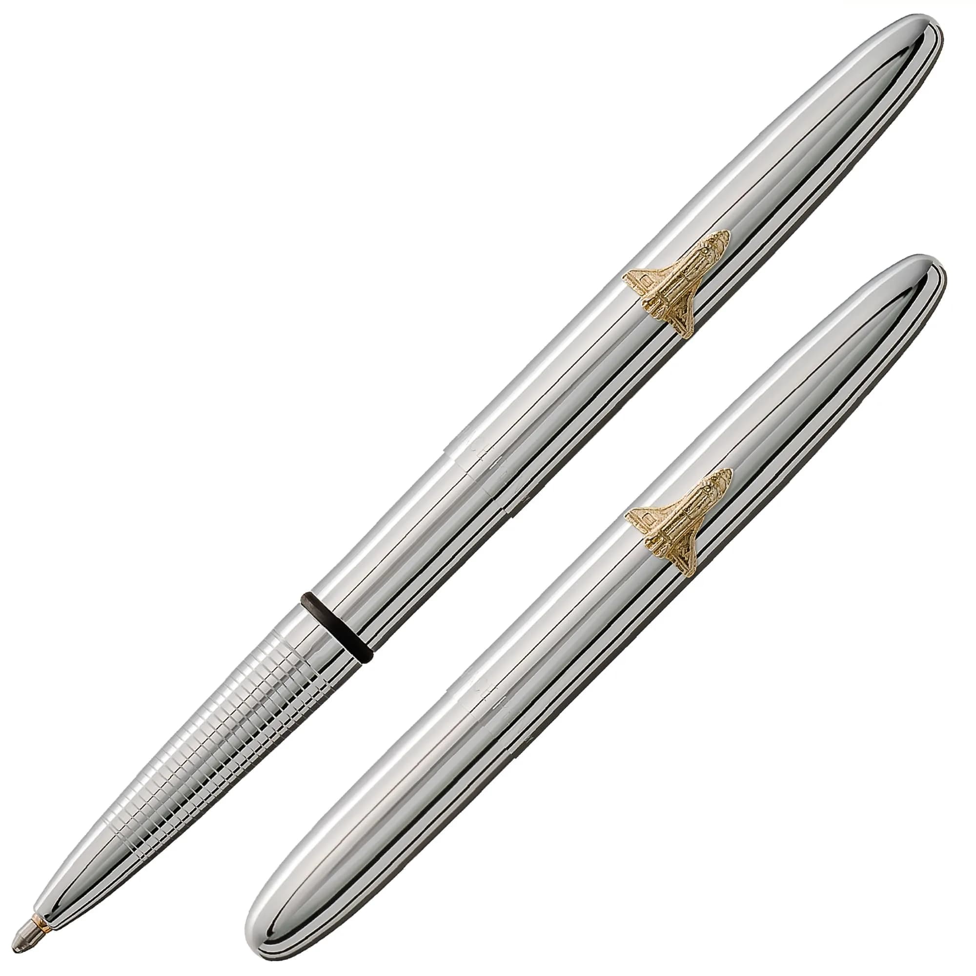 Fisher Space Pen Solar Flare Gold Titanium Nitride Bullet Pen 10.6 mm (0.42 in) | Writes Upside Down & in Extreme Temperatures — Chrome Shuttle Emblem