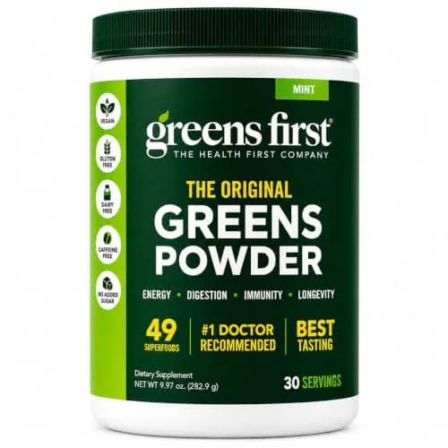 Greens First Original Greens Powder, Mint, 8.96 Ounce (Pack of 1) | 49 Superfoods & Digestive Support thumbnail 1