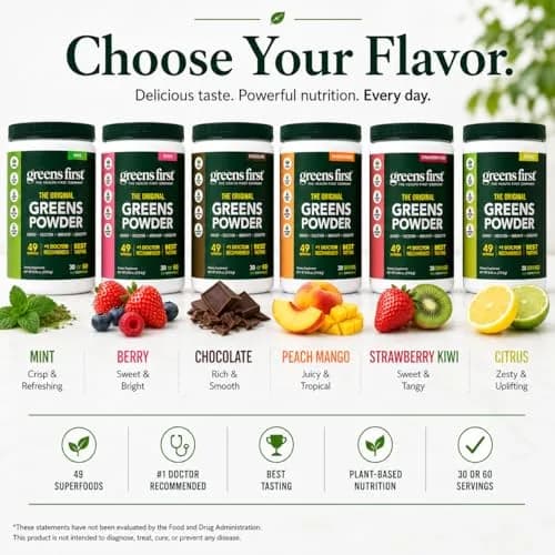 Greens First Original Greens Powder, Mint, 8.96 Ounce (Pack of 1) | 49 Superfoods & Digestive Support thumbnail 5