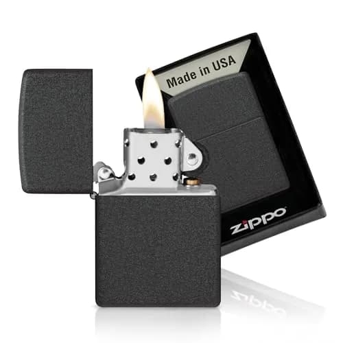Zippo Classic Black Crackle Pocket Lighter - Windproof & Refillable Metal Lighter | Everyday Use, Made in USA thumbnail 2