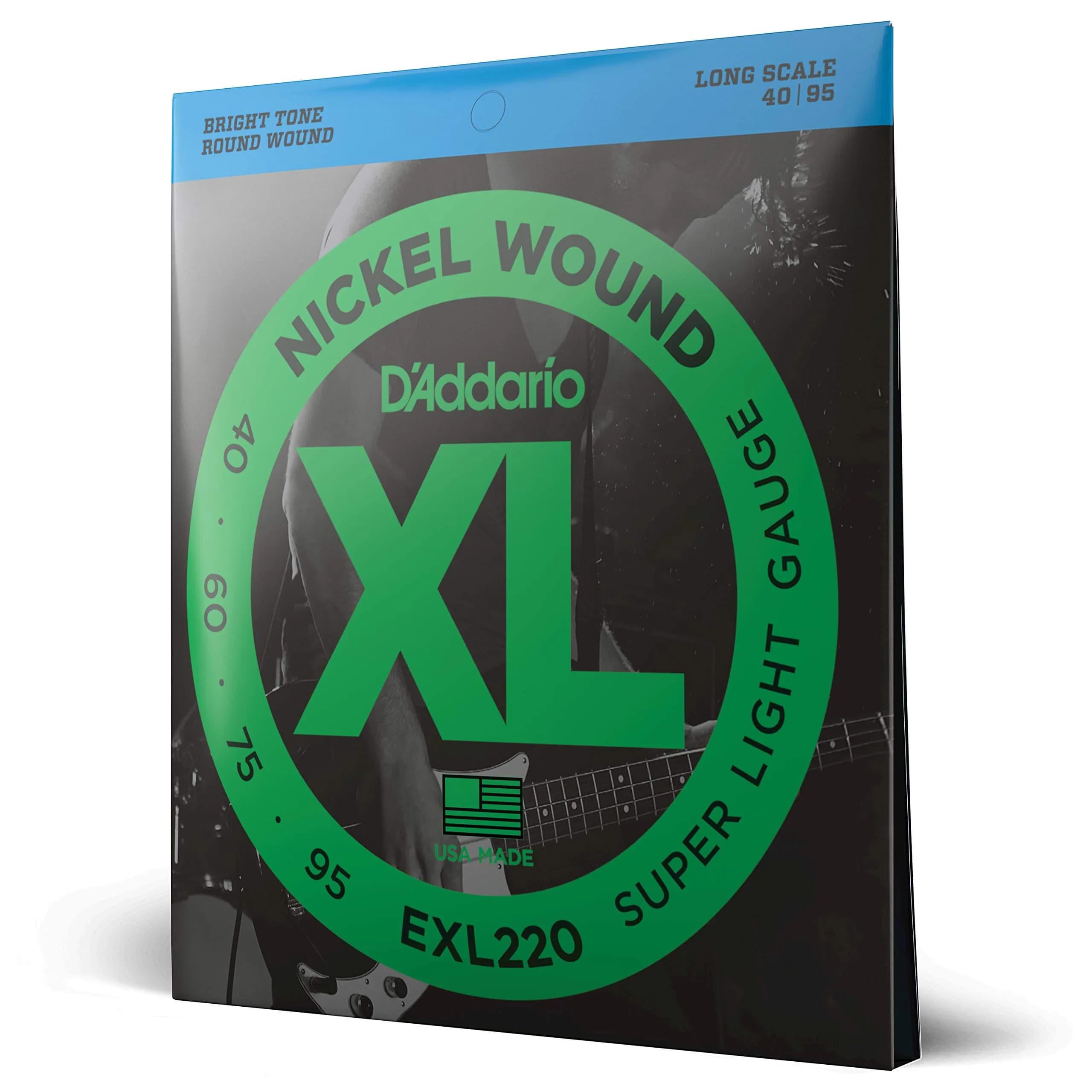 D'Addario XL Nickel Bass Guitar Strings 40-95, 4-String Set | Bright Tone, Consistent Feel - main product image
