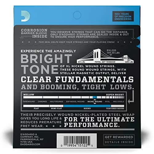 D'Addario XL Nickel Bass Guitar Strings 40-95, 4-String Set | Bright Tone, Consistent Feel thumbnail 2