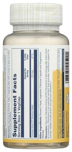SOLARAY GTF Chromium 200mcg | Supports Metabolism & Energy | Vegan, Lab Verified, 100 VegCaps thumbnail 4