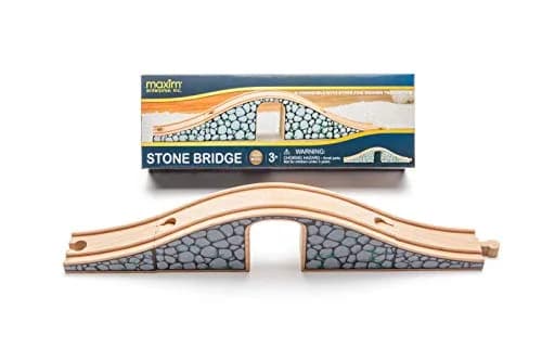 Maxim Enterprise Wooden Stone Bridge Set 3 Piece Over & Under Hardwood Toy Train Accessories | Compatible with Thomas & Friends and All Major Brands thumbnail 1