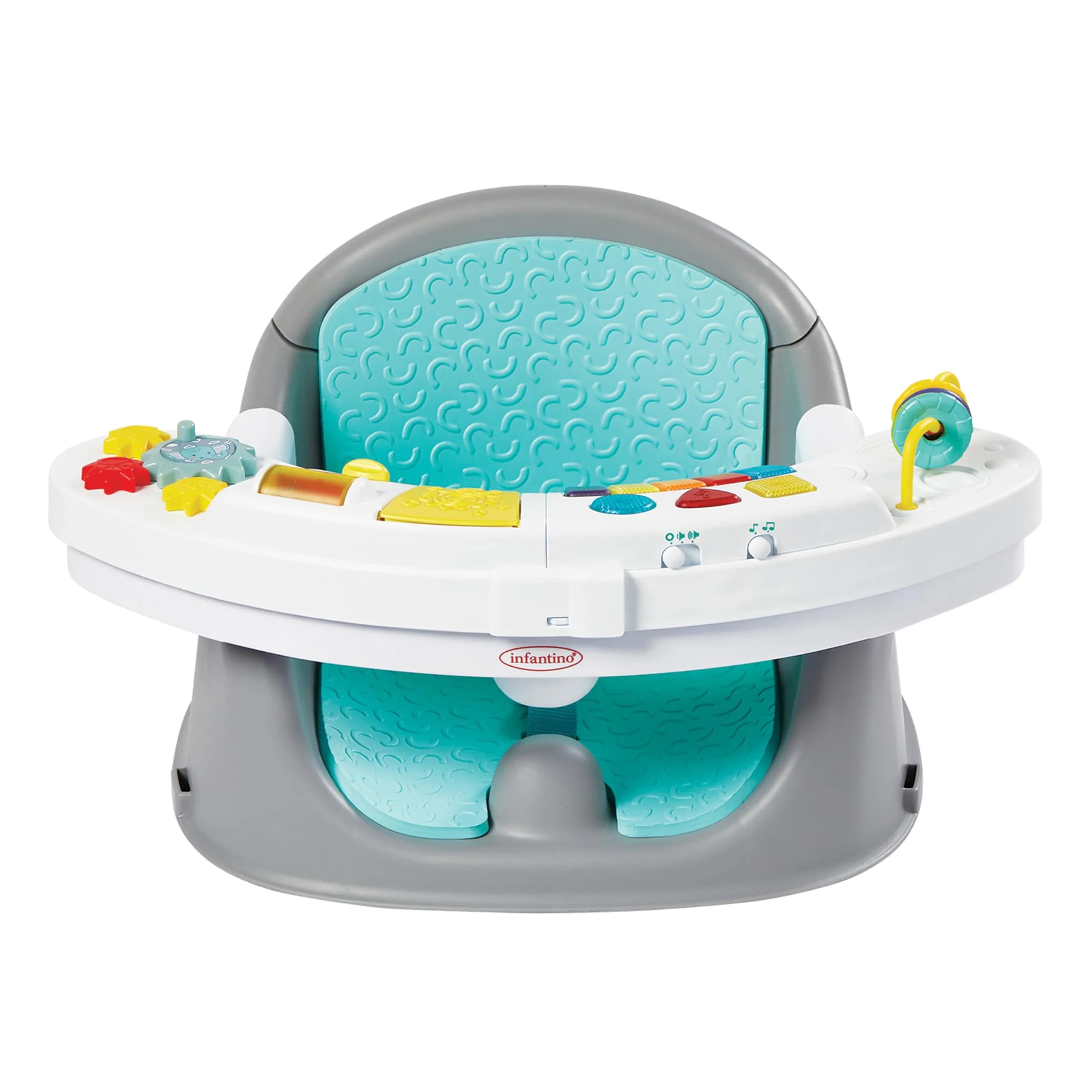Infantino Music & Lights 3-in-1 Discovery Seat & Booster, Lavender | Converts from play to mealtime, supports 4 months to 4 years — Teal