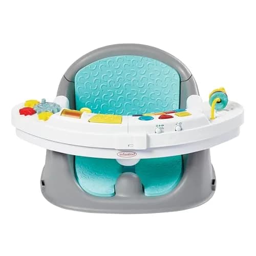 Infantino Music & Lights 3-in-1 Discovery Seat & Booster, Teal | Grows from play to mealtime thumbnail 1