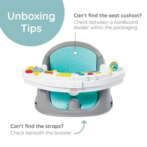 Infantino Music & Lights 3-in-1 Discovery Seat & Booster, Teal | Grows from play to mealtime thumbnail 5