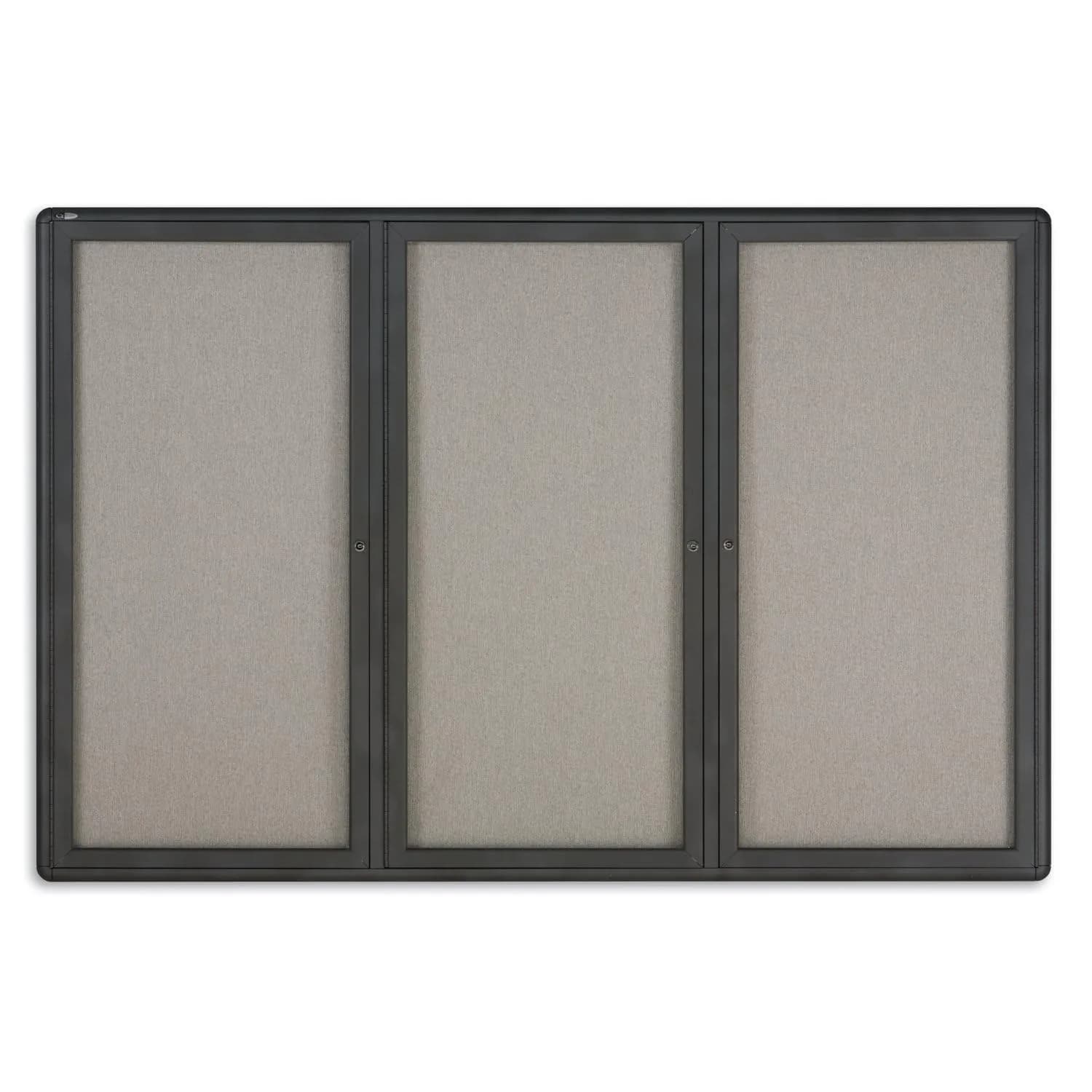 Quartet 6' x 4' Enclosed Fabric Bulletin Board with Lockable Doors | Graphite Frame - main product image