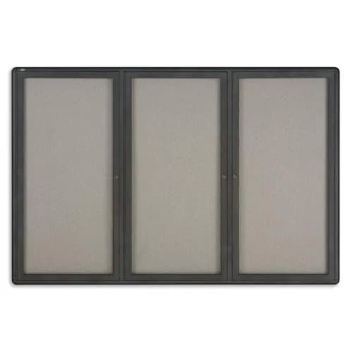 Quartet 6' x 4' Enclosed Fabric Bulletin Board with Lockable Doors | Graphite Frame thumbnail 1
