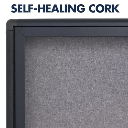 Quartet 6' x 4' Enclosed Fabric Bulletin Board with Lockable Doors | Graphite Frame thumbnail 2
