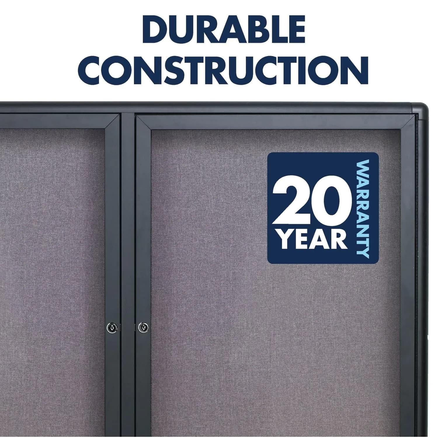 Quartet 6' x 4' Enclosed Fabric Bulletin Board with Lockable Doors | Graphite Frame - view 3