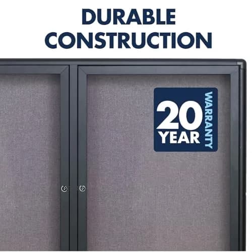 Quartet 6' x 4' Enclosed Fabric Bulletin Board with Lockable Doors | Graphite Frame thumbnail 3