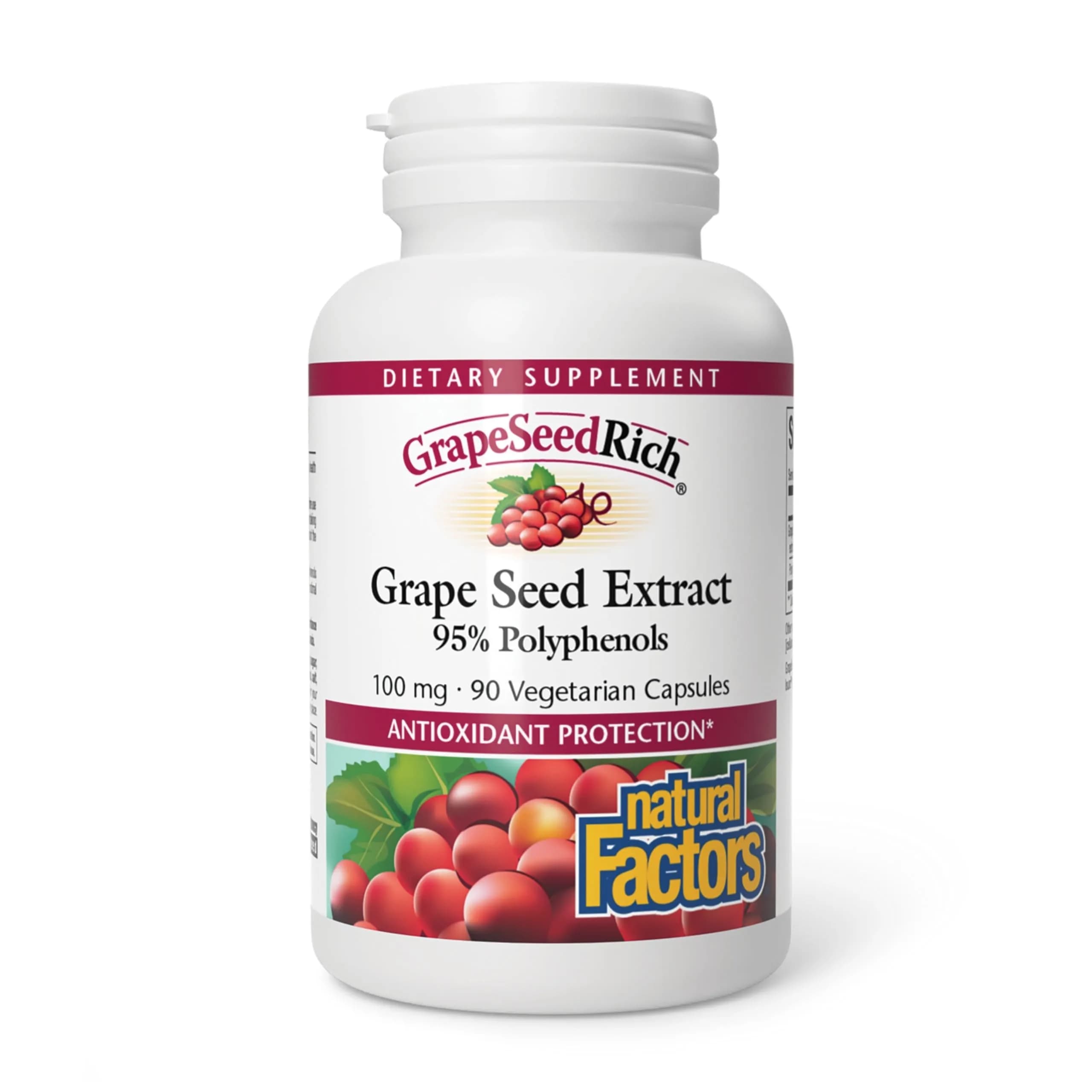 Natural Factors Grape Seed Extract 100 mg 90 Vegetarian Capsules | Antioxidant Support for Circulation & Eye Health - main product image