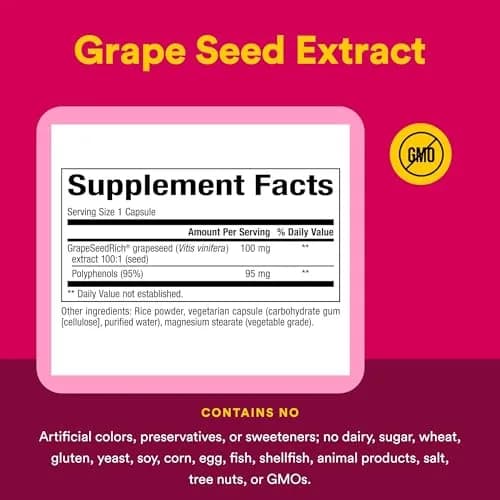 Natural Factors Grape Seed Extract 100 mg 90 Vegetarian Capsules | Antioxidant Support for Circulation & Eye Health thumbnail 4