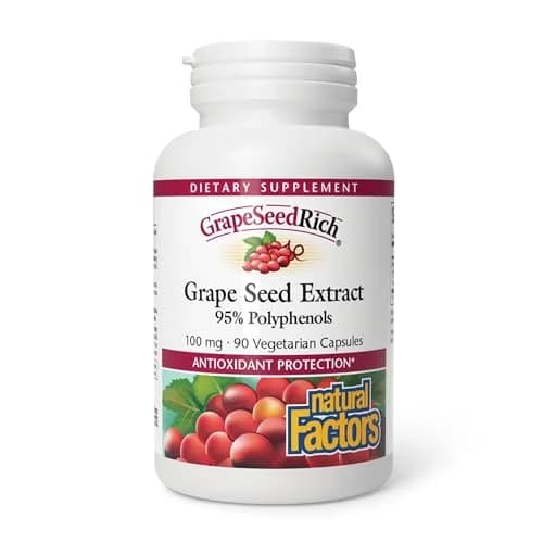 Natural Factors Grape Seed Extract 100 mg 90 Vegetarian Capsules | Antioxidant Support for Circulation & Eye Health thumbnail 1