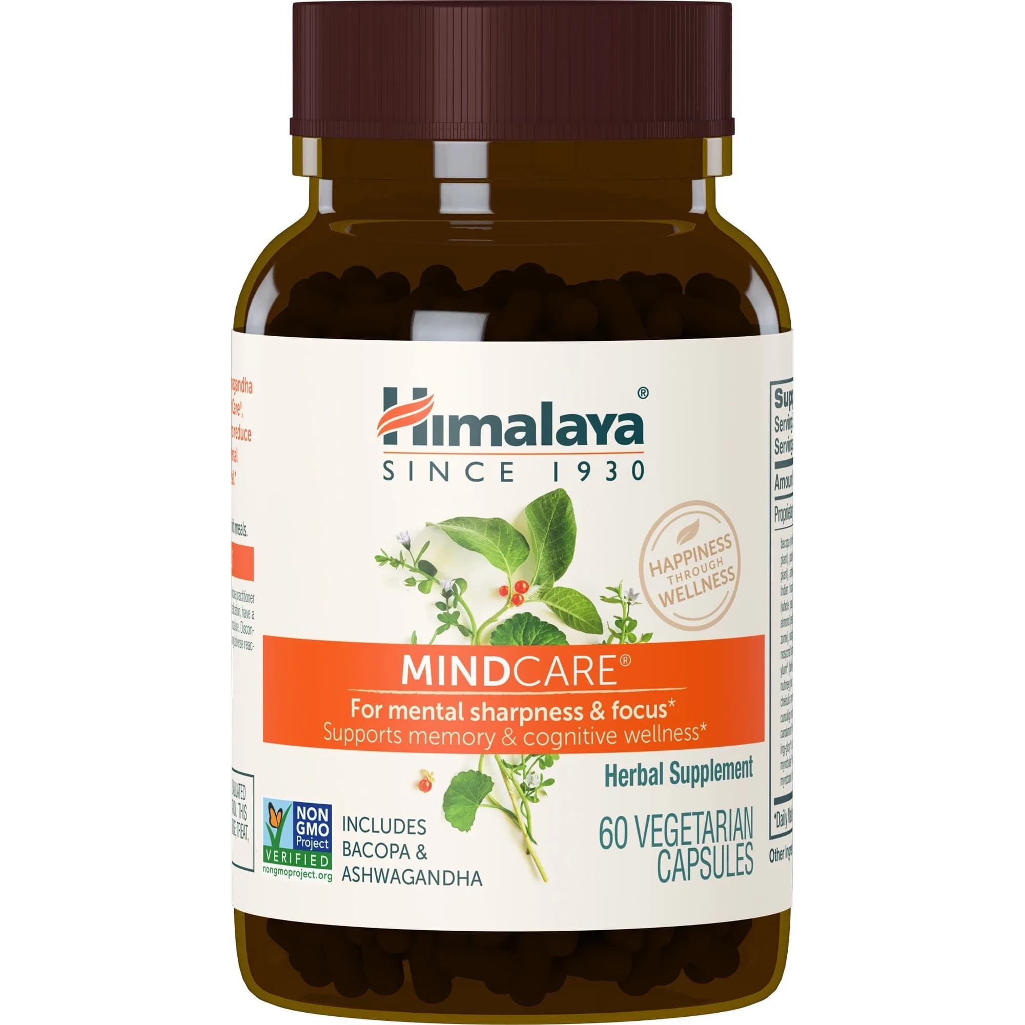 Himalaya MindCare Nootropic Brain Supplement 1170 mg 60 Capsules | Supports Memory, Focus & Clarity — Capsules