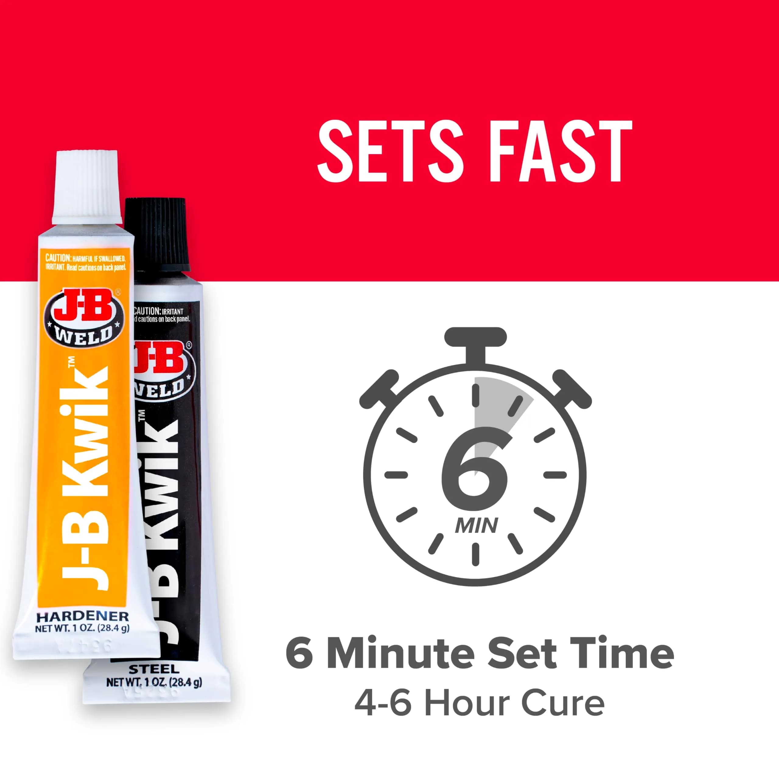 J-B Weld KwikWeld Quick Setting Steel Reinforced Epoxy 2 oz (59 ml) | Fast-Setting Metal Repair Adhesive - view 2