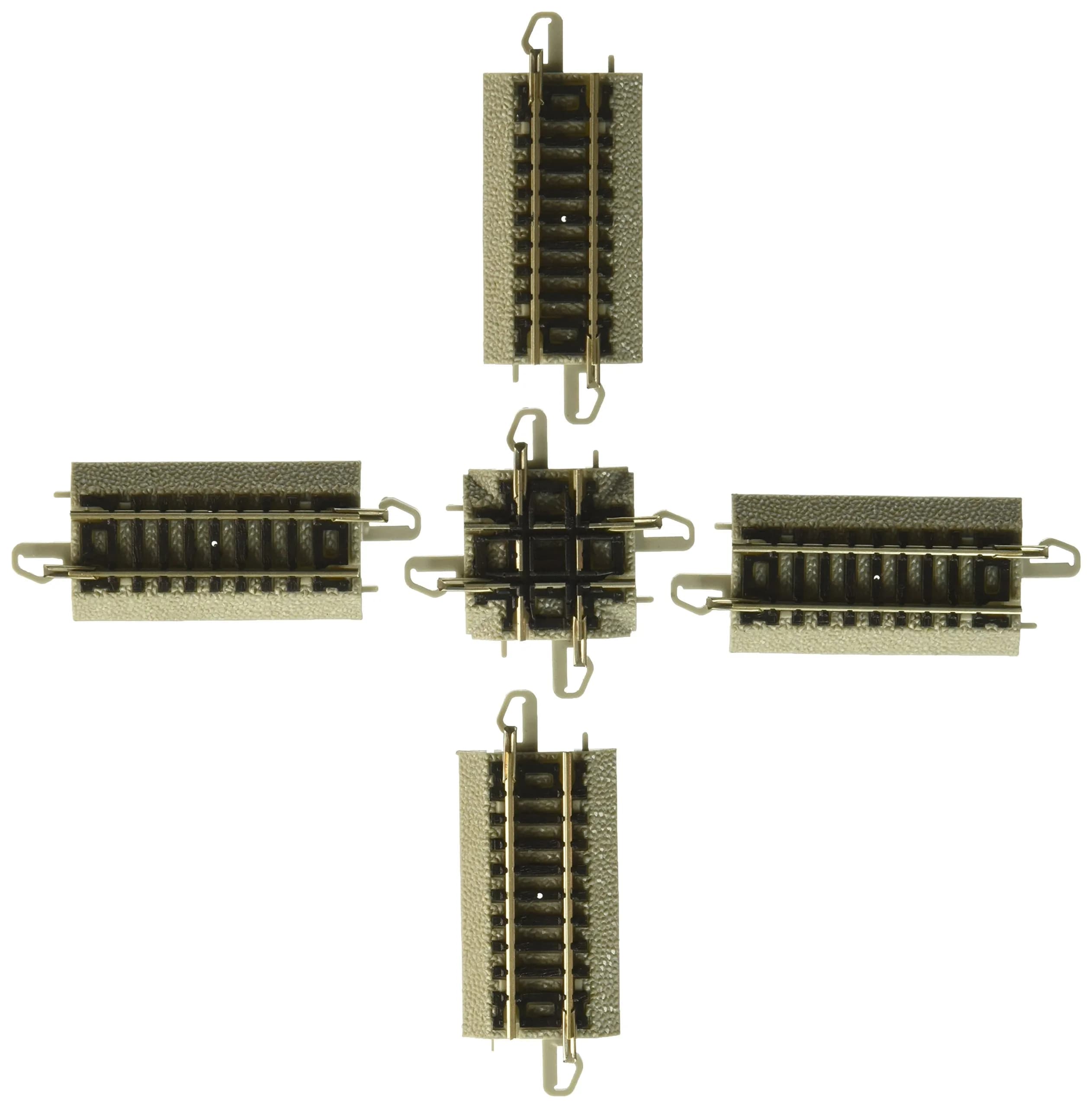Bachmann Trains 90 Degree Crossing Nickel Silver Rail with Roadbed N Scale | Easy Assembly & High Detail — Grey