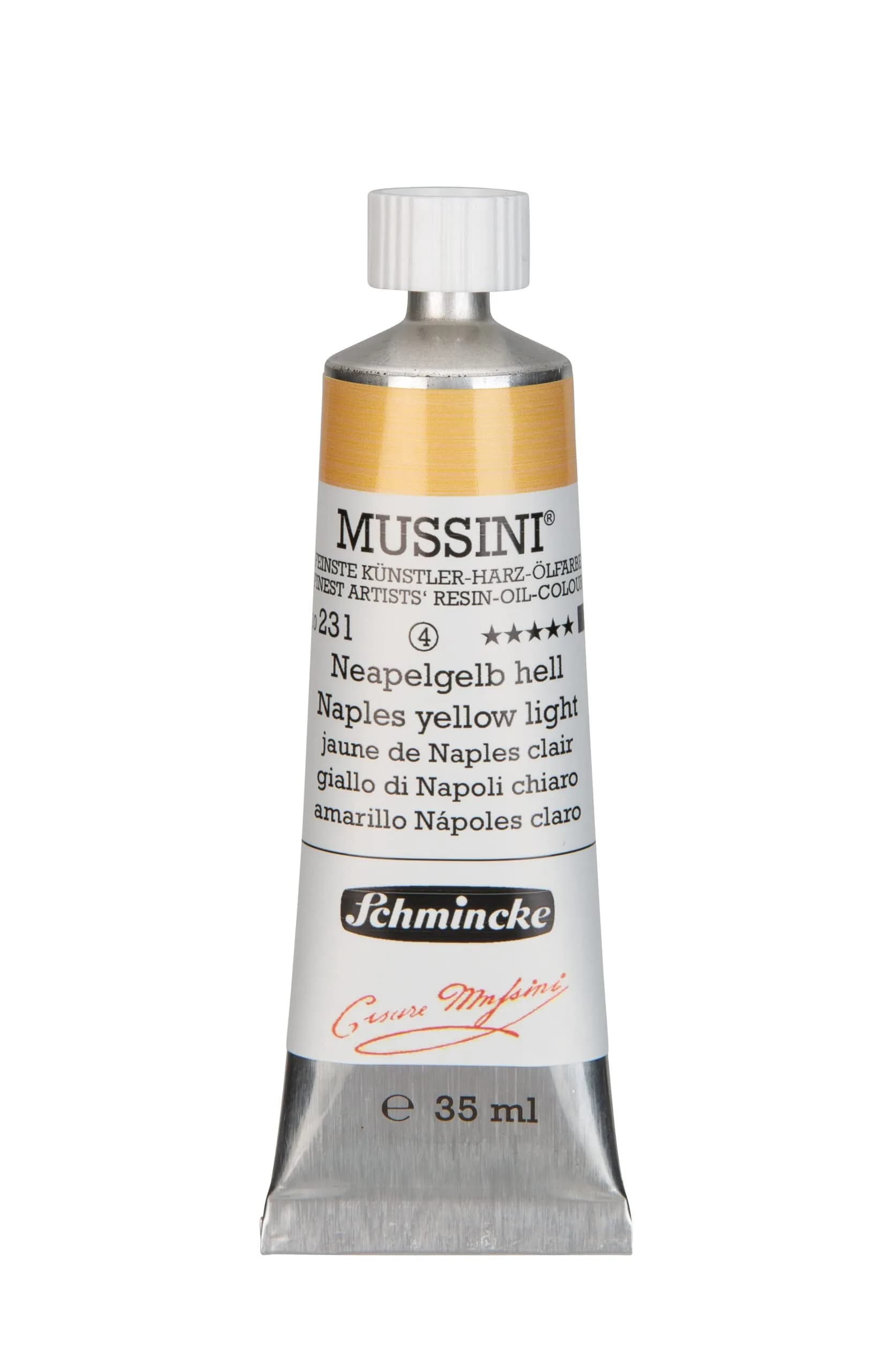 Schmincke Mussini Resin Oil Colors Naples Yellow Light 35 ml | Finest Artist's Oil Paint with High Lightfastness - main product image