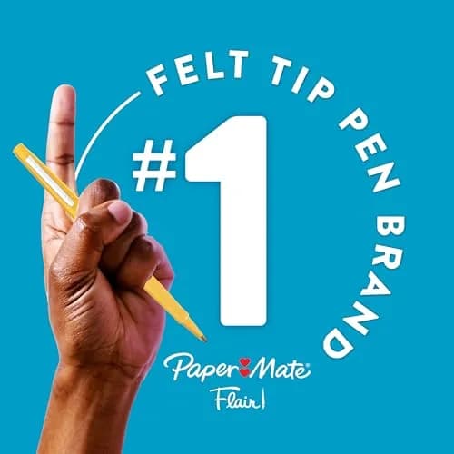 Paper Mate Flair Felt Tip Pens, Medium Point (0.7mm), Vivid Purple, 12 Count | Bright, Smear-Resistant Marking Pen for Classroom & Office thumbnail 5