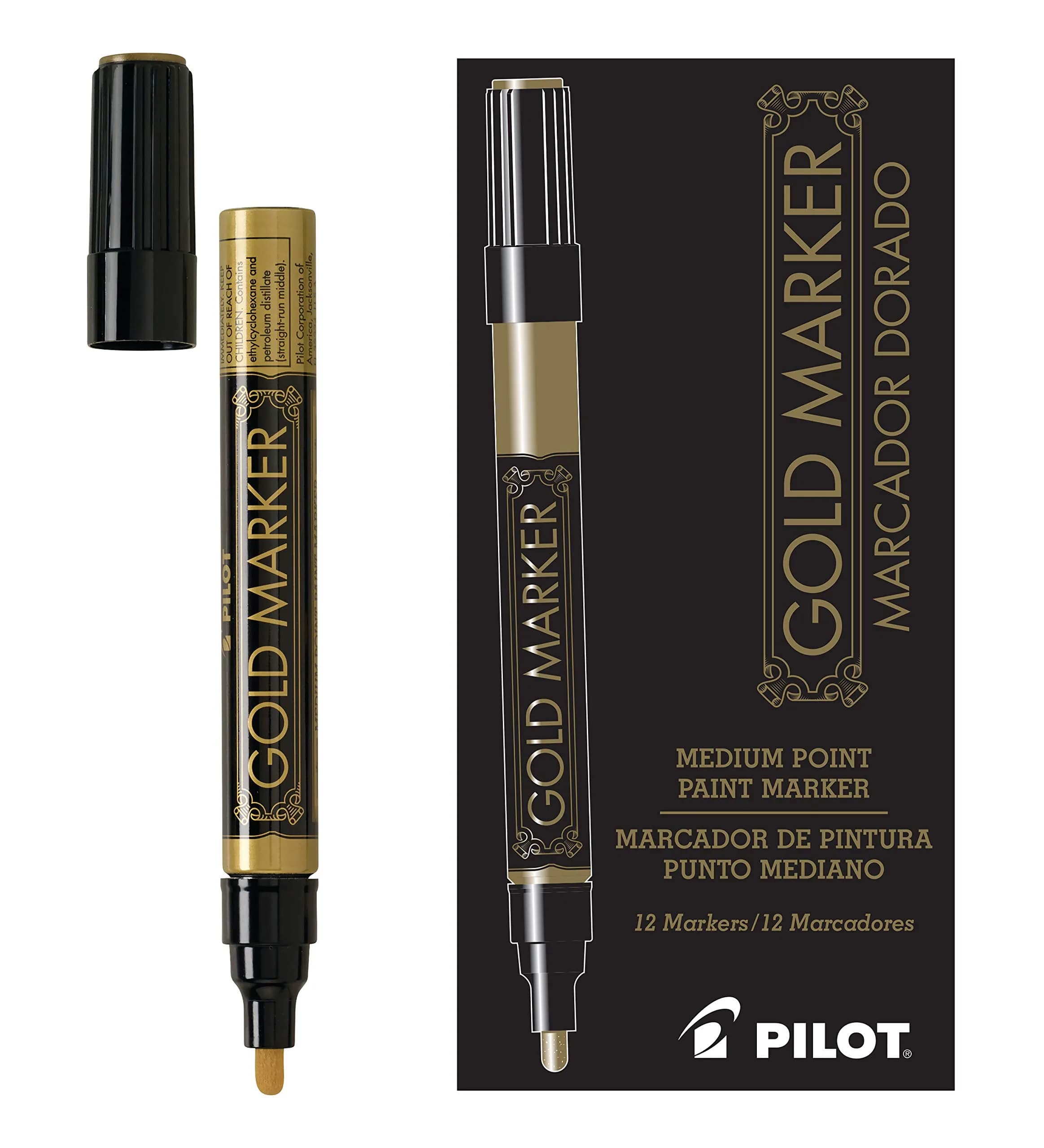 PILOT Extra Fine Point Permanent Markers, Gold Ink | Precise, Xylene-Free, 1-Pack — Gold