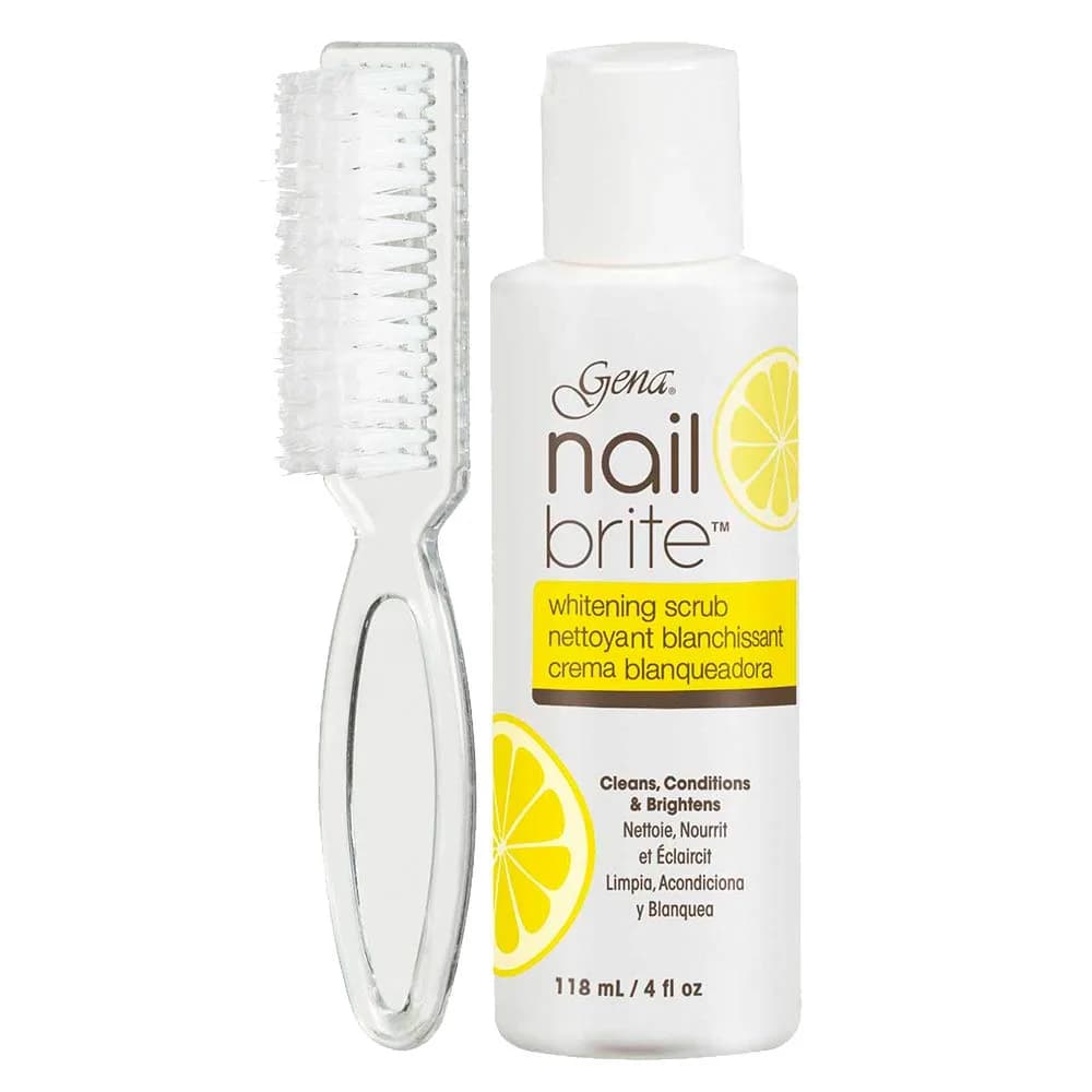 Gena Nail Brite Whitening Scrub with Brush 4 oz | Brightens Discolored Nails & Strengthens