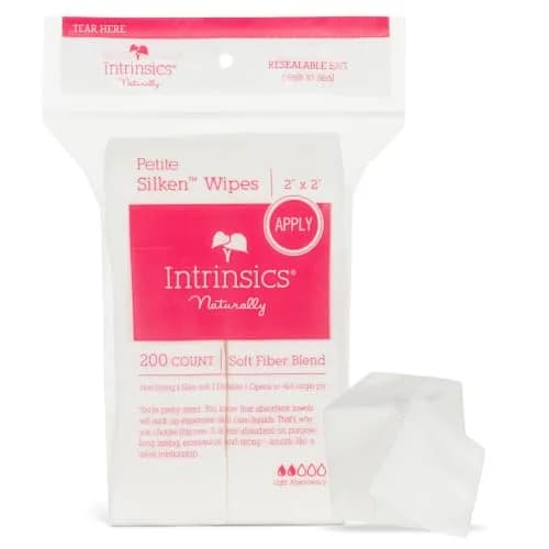 Intrinsics Petite Silken Esthetic Wipes 2x2 Inch (200 Count) | 4-Ply Lint-Free Cotton Pads for Face & Makeup Removal thumbnail 1