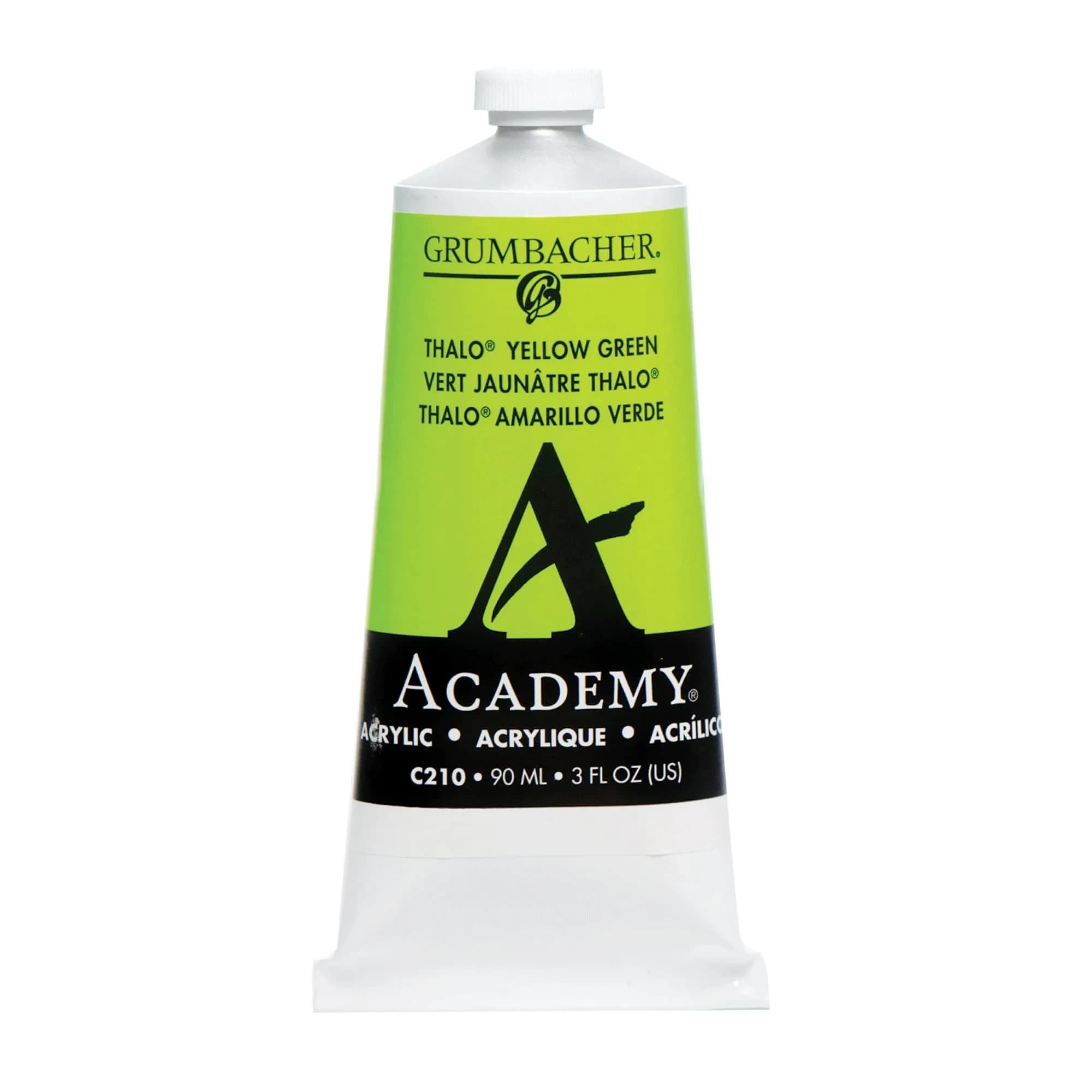 Grumbacher Academy Acrylic Paint, Gloss, 90ml (3 Fl Oz) | ASTM Lightfastness 1 — Thalo Yellow Green / Greens