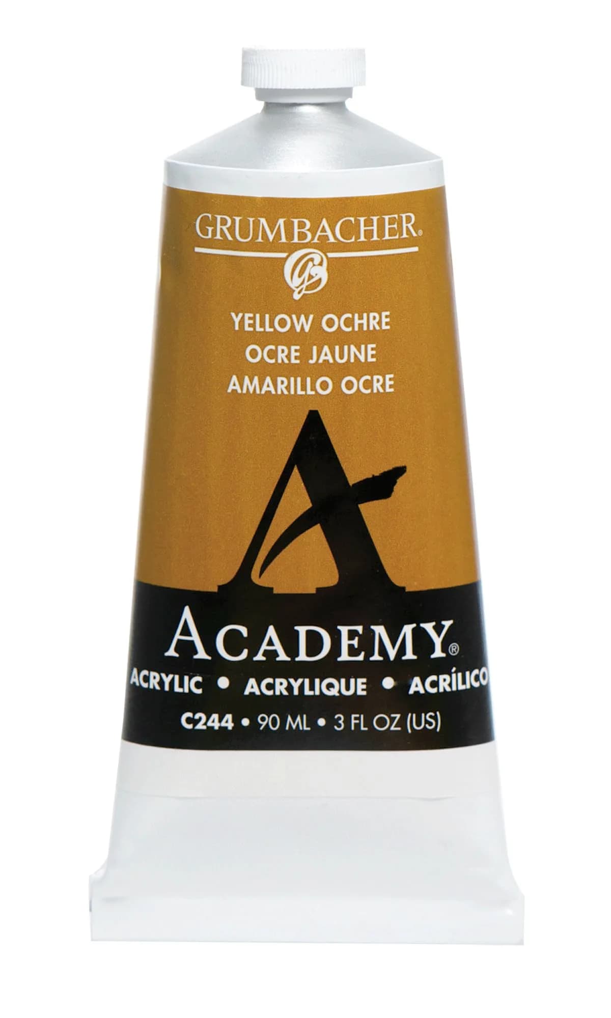 Grumbacher Academy Acrylic Paint Gloss Yellow Ochre Light Hue 90ml (3 Fl Oz) | ASTM Lightfast Rating 1-Excellent - main product image