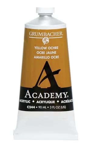 Grumbacher Academy Acrylic Paint Gloss Yellow Ochre Light Hue 90ml (3 Fl Oz) | ASTM Lightfast Rating 1-Excellent thumbnail 1