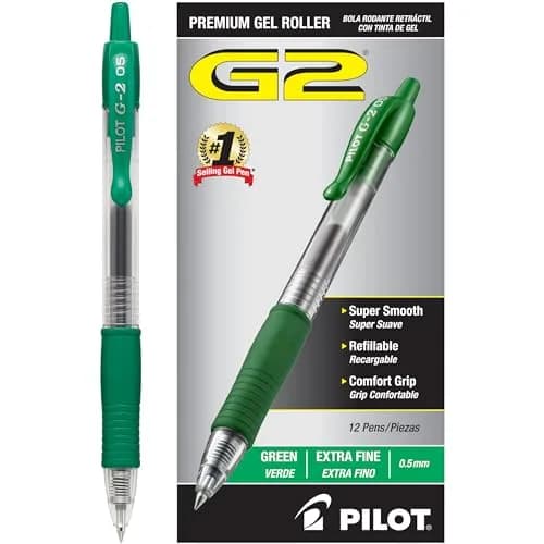 PILOT G2 Premium Gel Pens, 0.5mm Extra Fine Point, Green Ink, 12-Pack | Smooth Ink Flow Writing Instrument thumbnail 1