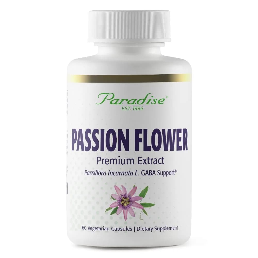 Paradise Herbs Passion Flower Vegan Non-GMO Gluten Free 60 Capsules | Calming Support & Bioavailability