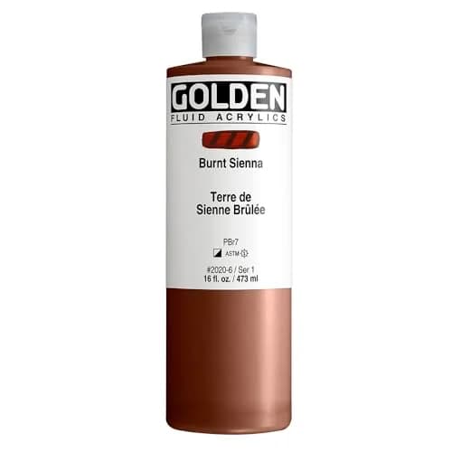 GOLDEN Fluid Acrylics Burnt Sienna 473ml (16 fl. oz.) | ASTM Lightfastness I thumbnail 1