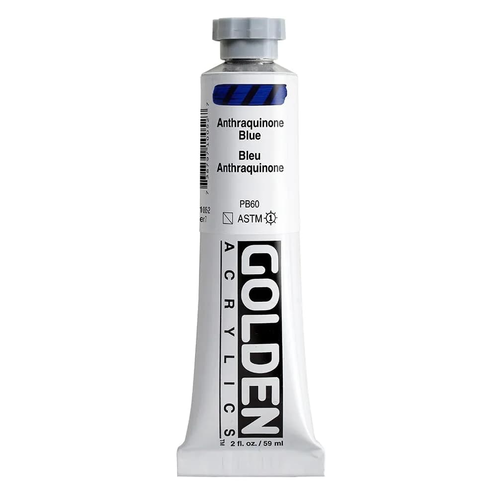 Golden Heavy Body Acrylics, Anthraquinone Blue, 2 fl oz | Thick, smooth, professional-grade paint — Anthraquinone Blue