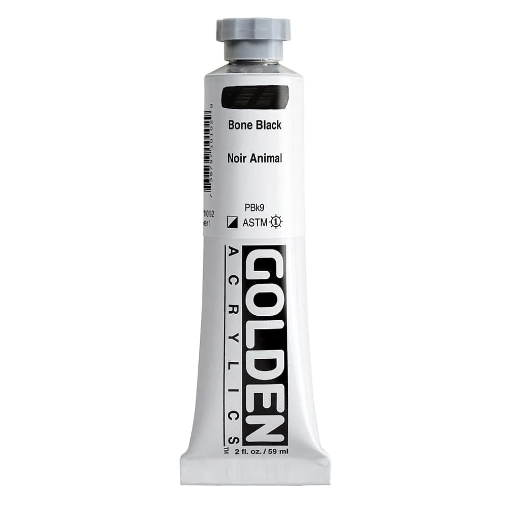 GOLDEN Heavy Body Acrylic Paint Bone Black 59ml (2 fl. oz.) | Artist Grade with Buttery Consistency — Bone Black