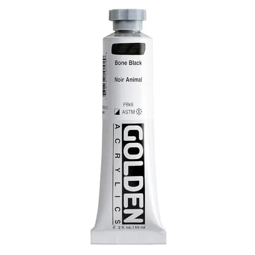 GOLDEN Heavy Body Acrylic Paint Bone Black 59ml (2 fl. oz.) | Artist Grade with Buttery Consistency thumbnail 1