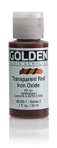 Golden Fluid Acrylic Paint Transparent Red Iron Oxide 30ml (1 Fl Oz) | Professional Grade, Fast-Drying, Matte Finish thumbnail 1