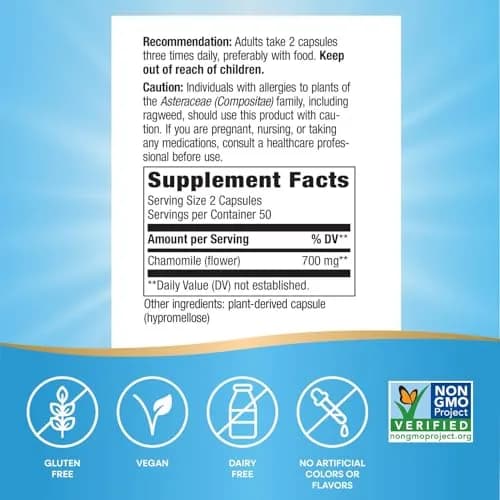 Nature's Way Chamomile Flower Capsules 700mg (100 Count / 50 Servings) | Traditional Calming Support thumbnail 5