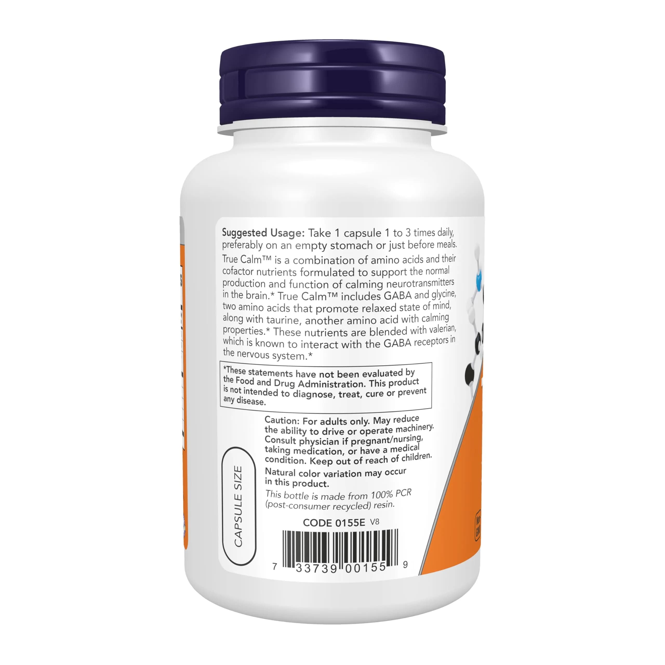 NOW Foods True Calm Stress Relief Supplement 90 Veg Capsules | Supports Calming Neurotransmitters - view 3