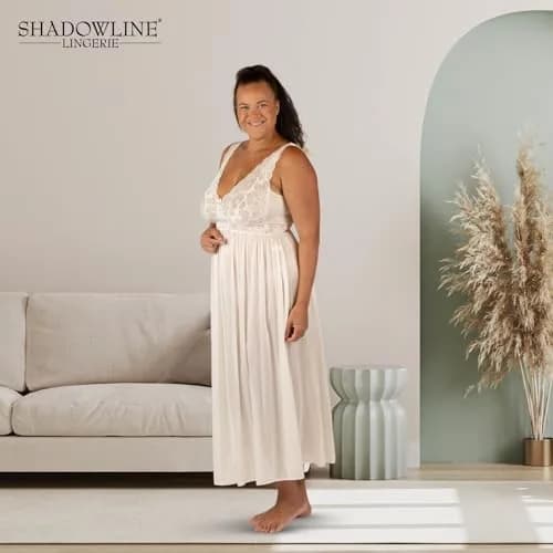 Shadowline Women’s Ivory Long Lace Bodice Nightgown | Elegant Sleepwear from USA, 53” Length, Sleeveless thumbnail 5