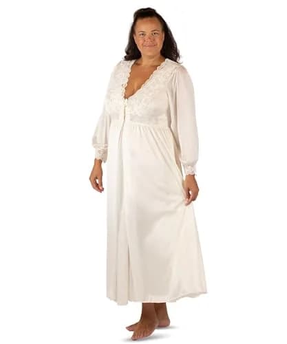 Shadowline Plus Size Silhouette 54 Inch Long Sleeve Ivory Coat | Feminine Vintage Style thumbnail 1