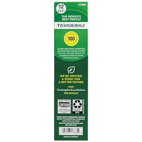 Ticonderoga Wood-Cased Pencils, Unsharpened, #2.5 F Medium, Yellow, 12 Count thumbnail 2