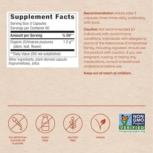 Nature's Way Echinacea Purpurea Herb Capsules 180ct | 1200 mg per Serving for Immune Support thumbnail 6