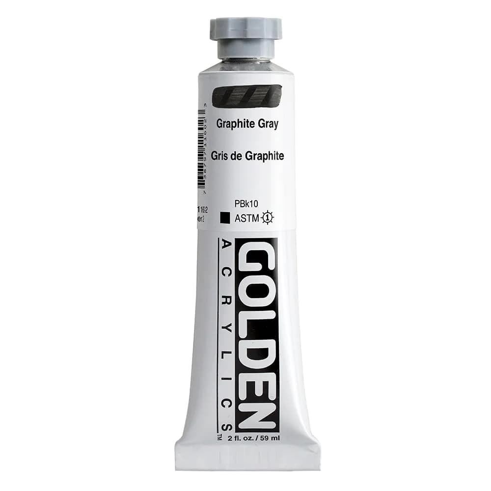 GOLDEN Heavy Body Acrylics, Graphite Gray, 2 fl. oz. Tube | Thick, smooth, pigment-rich artist paint