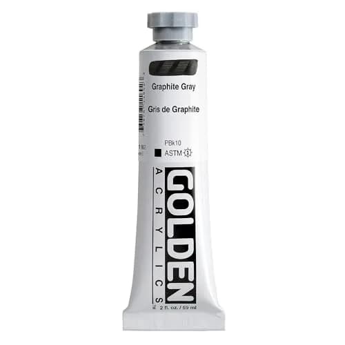 GOLDEN Heavy Body Acrylics, Graphite Gray, 2 fl. oz. Tube | Thick, smooth, pigment-rich artist paint thumbnail 1