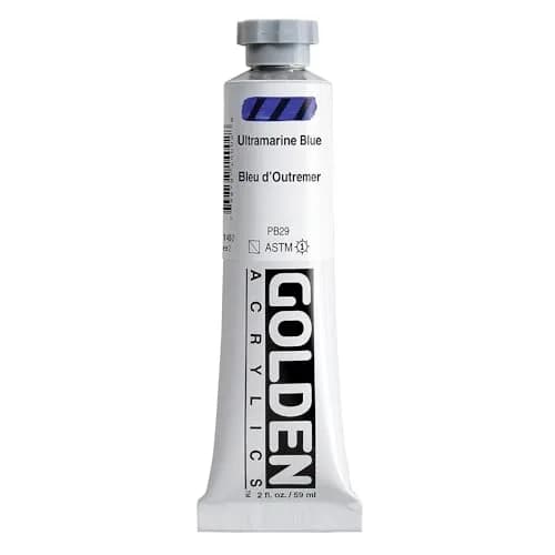 GOLDEN Heavy Body Acrylics, Ultramarine Blue, 2 fl. oz. Tube | Thick, Water & UV Resistant Artist Paint thumbnail 1