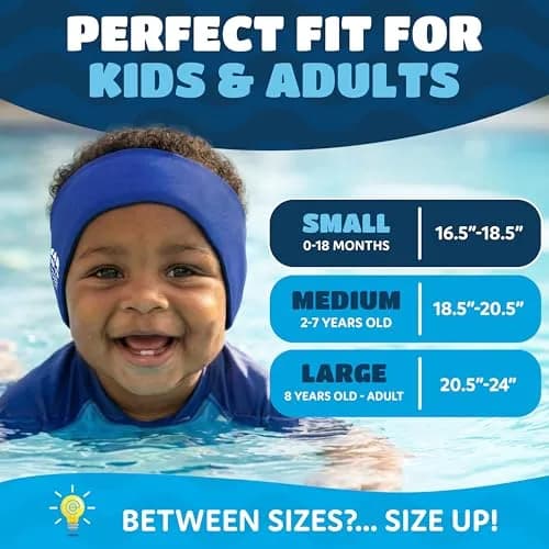 Ear Band-It Original Swimming Headband Teal Large | Doctor-Invented Ear Protection for Kids & Adults thumbnail 6